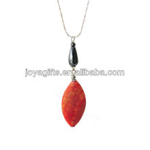 Natural red agate slice pendant necklace with silver chain